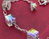 Swarovski Crystal Bracelet, Sterling Silver, Handmade Wedding Jewelry