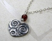 Heart Necklace, Fine Silver Pendant, Sterling Chain, Handmade Jewelry, Metal Jewelry, Valentine