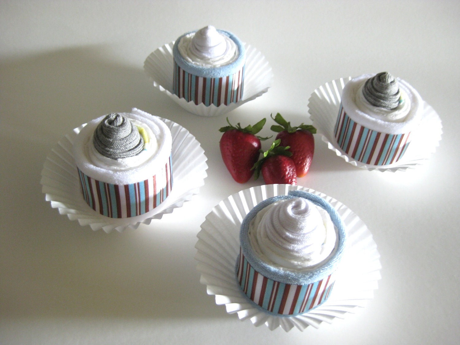 Diaper Cupcakes,  Baby Shower Gifts, Boy Cupcakes, Set of 4