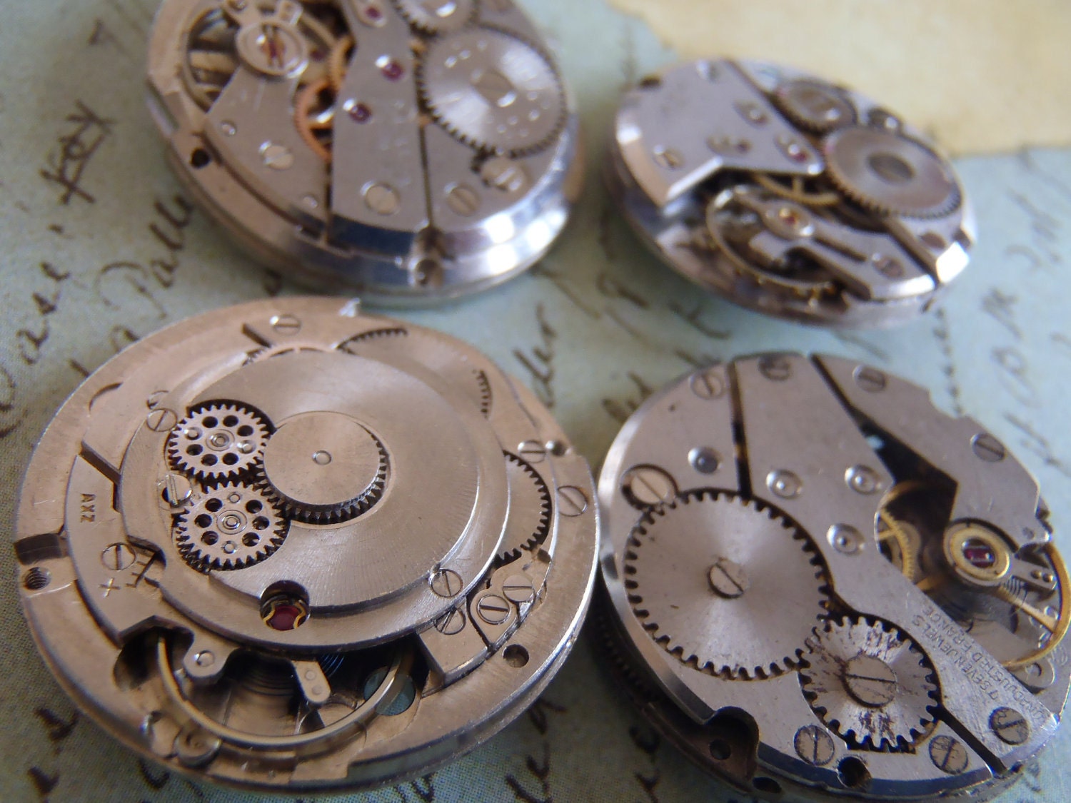 Featured - Steampunk supplies - Watch movements - Vintage Antique Watch movements Steampunk - Scrapbooking W99