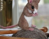 Life Size Tan Yarn Mouse. Great for Yarn Baskets 100 percent Alpaca Needle Felted