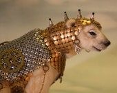 Alpaca Needle Felted Steampunk Panserbjorne Armored Ice Bear with Whiting & Davis Armor OOAK Artist Bear