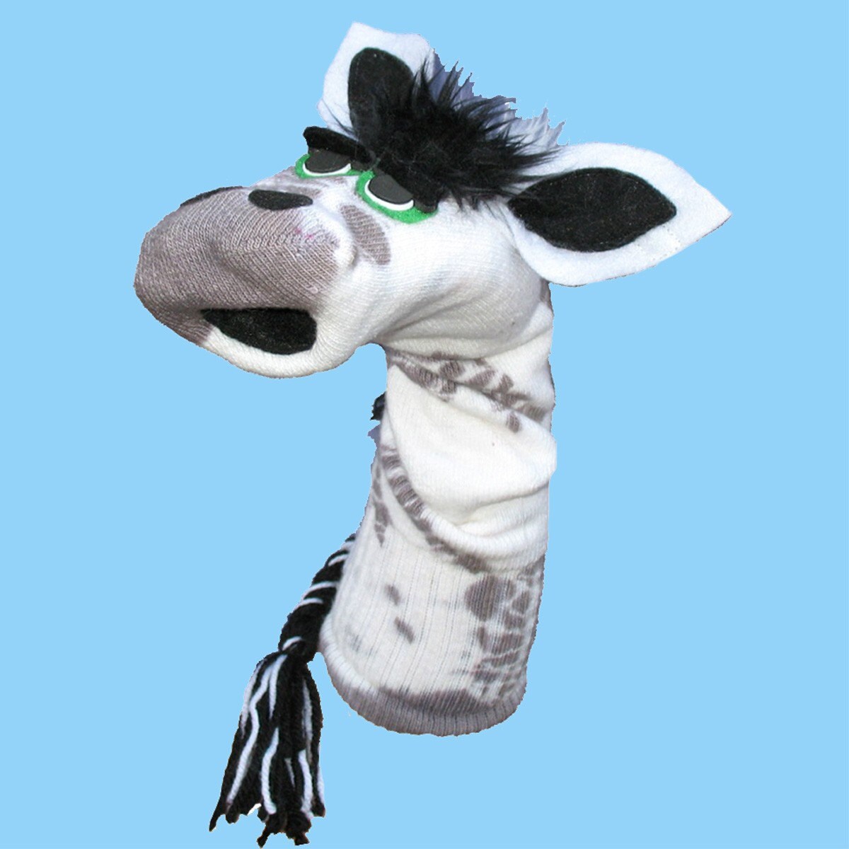zebra sock puppet