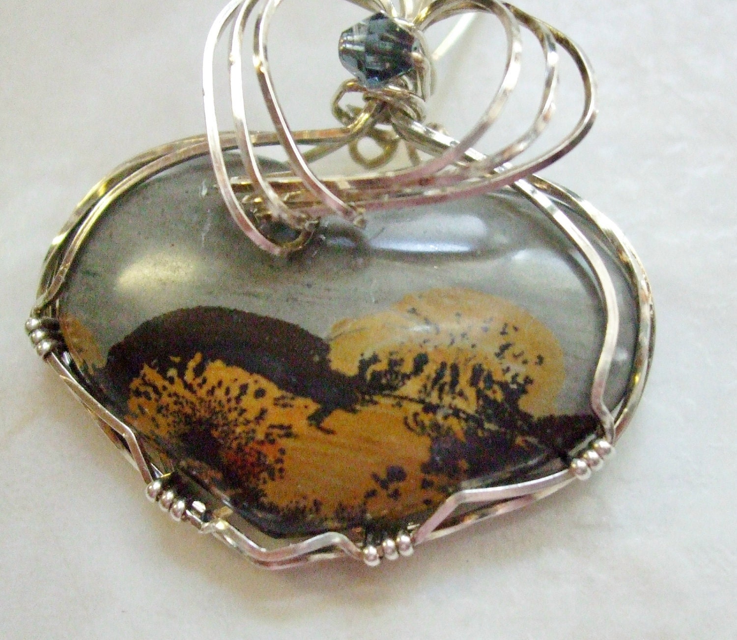 Pendant Chinese Painting Jasper   "Desiree"