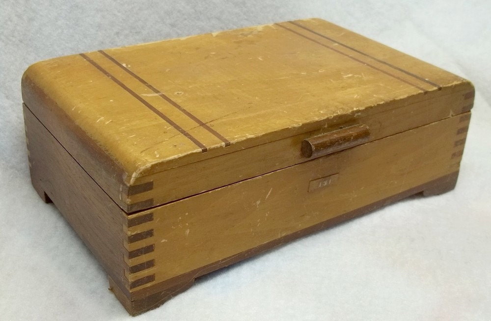 Vintage  jewelry cigar box Dovetail Assembly  treasury item