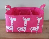 NEW Fabric Diaper Caddy - Fabric organizer storage bin basket - Perfect for your nursery - Pink/White Giraffes