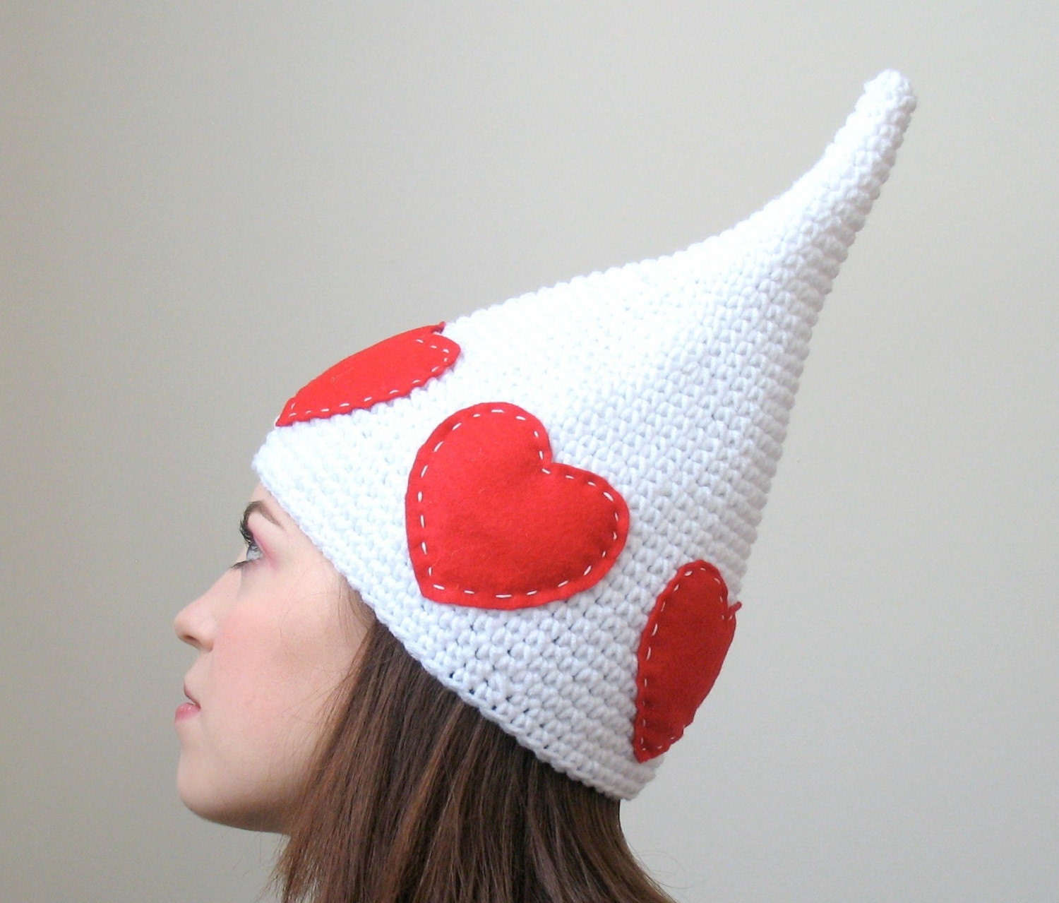 The White Queen - Valentine's Day Hat - Red Heart Child or Adult Elf Hat