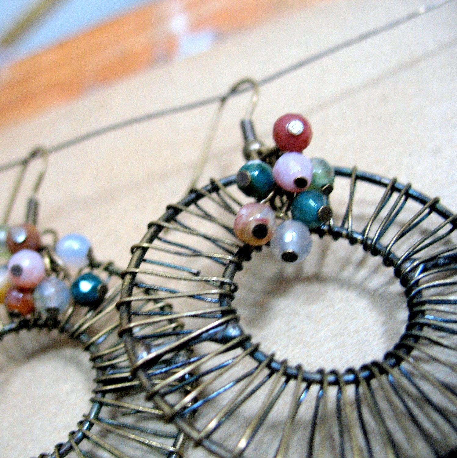 Mandala Earrings -Brass Agate Sculpture Earrings