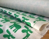 Moose Handprinted Fabric - Green