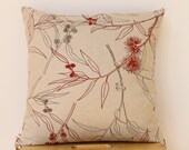 Flowering Gum Cushion Cover - 45cm x 45cm in Grey and Red/Brown