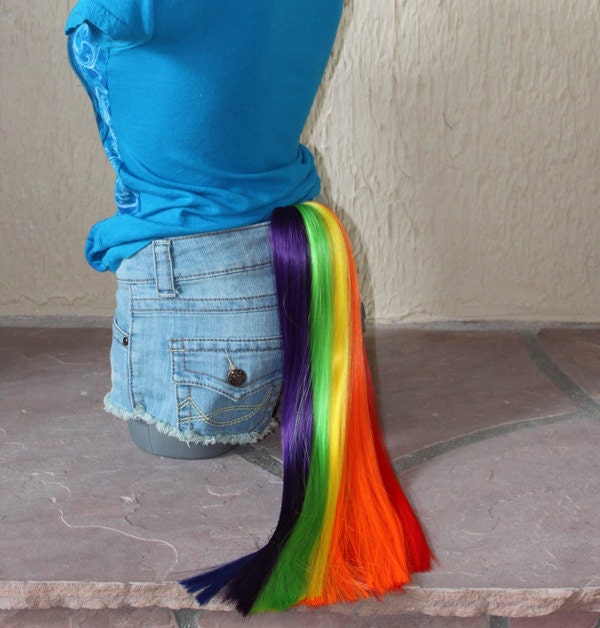 Rainbow Dash tail - clip on costume cosplay - my little pony costume - friendship is magic