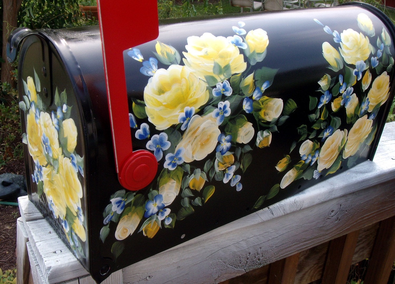 Large Custom Painted Post Mount Mailboxes Flowers, Beach, Roses, Chic & Shabby