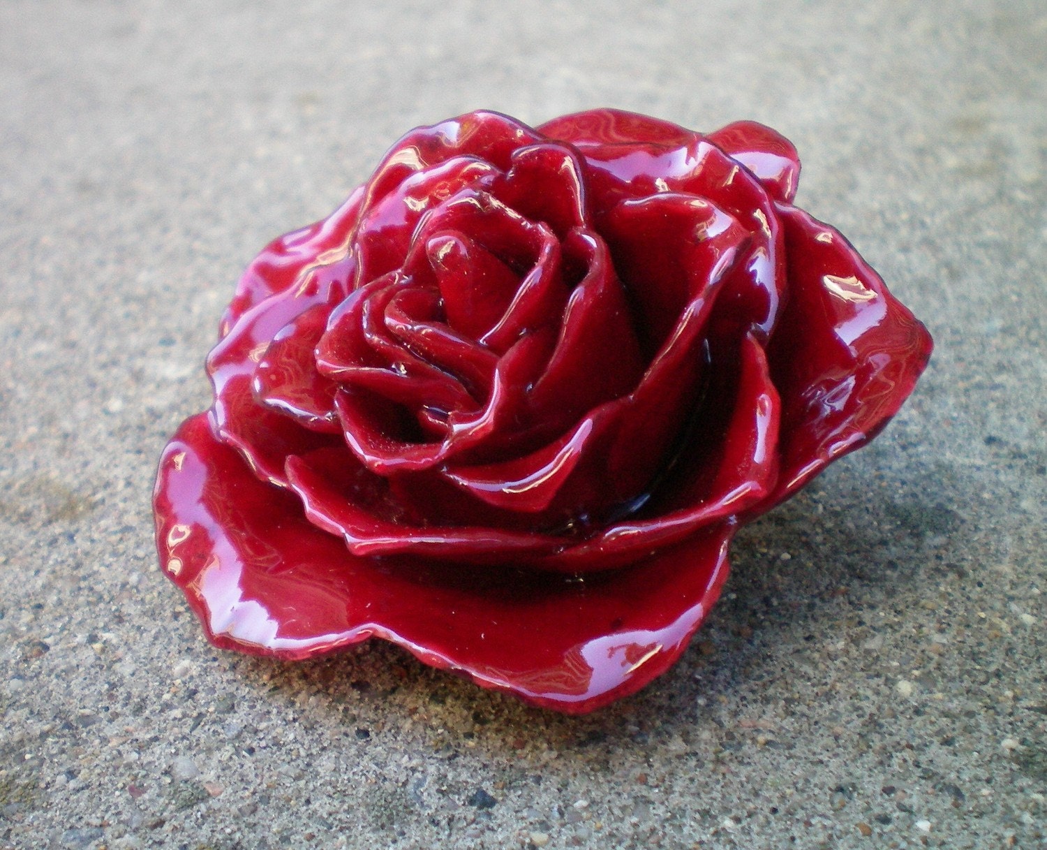 REAL Natural Dark Red ROSE Pin and Pendant