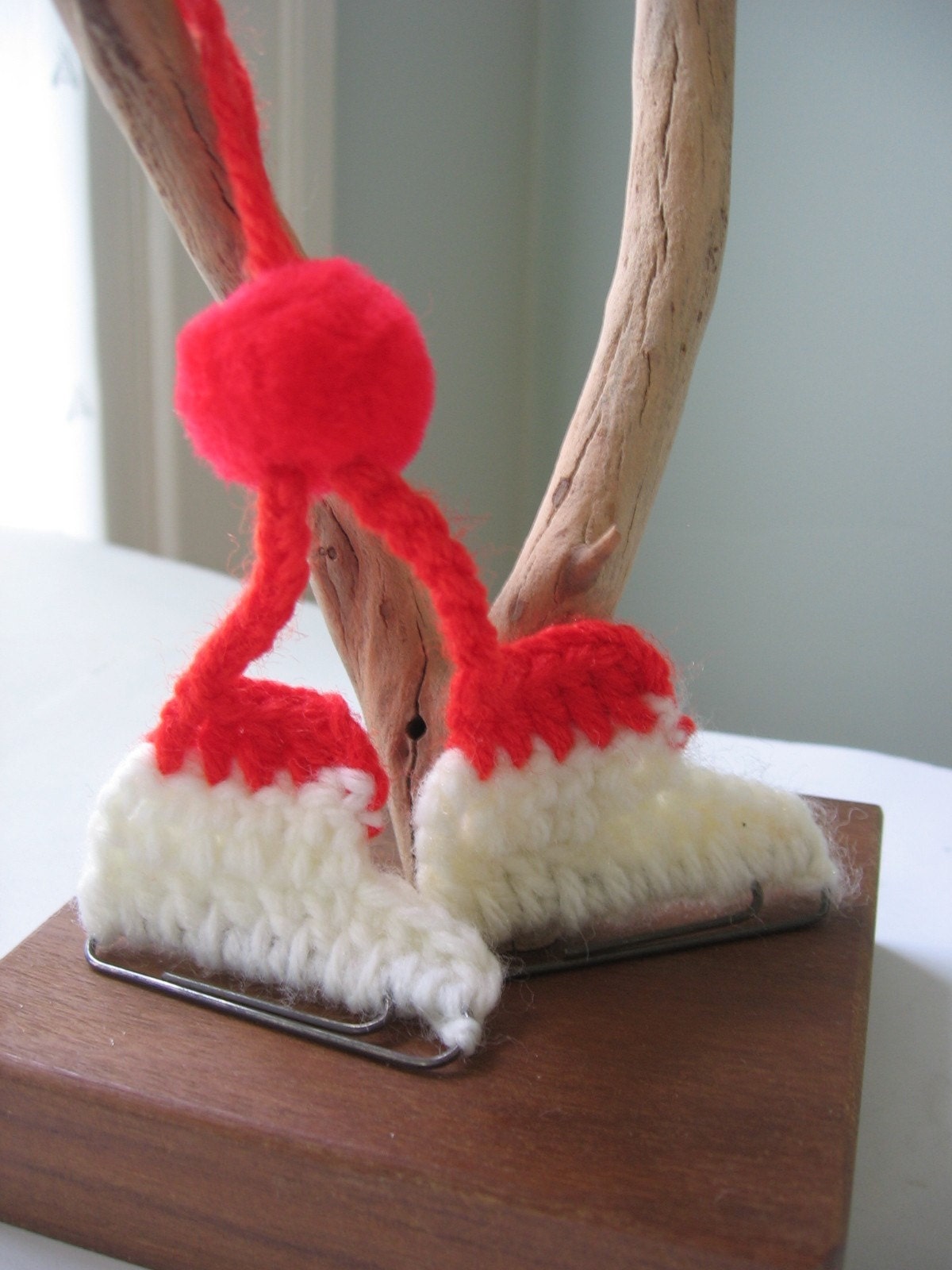 Vintage ICE SKATES Crocheted Ornament