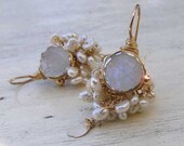 Wedding Jewelry,14K Gold Filled Moonstone Earrings, Pearl Wedding Jewelry, Bridal Earrings, Moonstone Jewelry