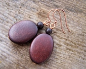 Polished ovals wood earrings
