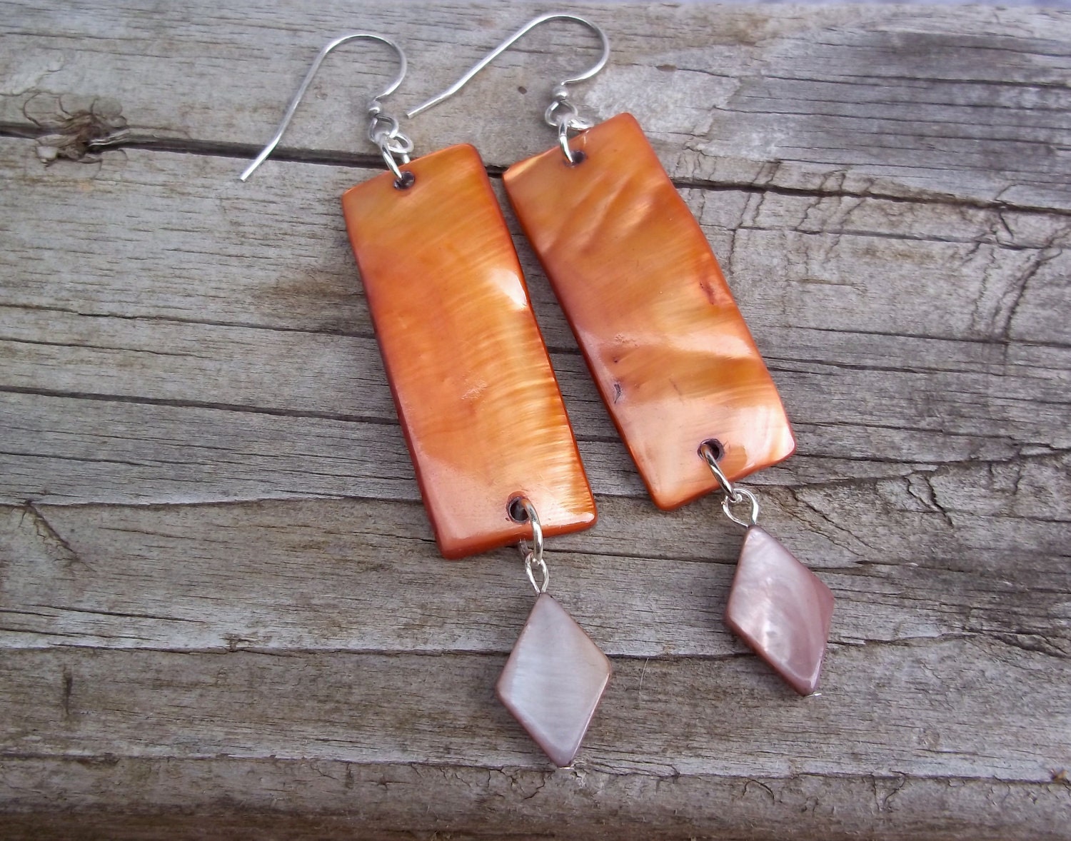 Geometric shell statement earrings