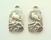 Artisan Sterling Silver Little Bird Charm or Earrings Finding Pair