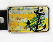 Belt Buckle Mens Anchor Nautical Yellow FREE SHIPPING