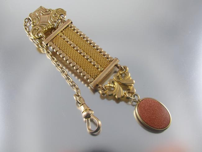 Edwardian Art Deco gold stone pocket watch fob