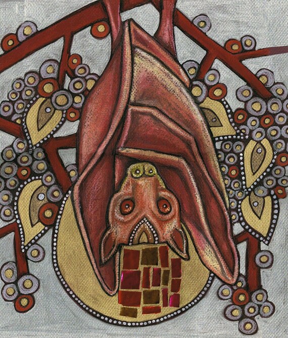 Art Nouveau Fruit Bat Flying Fox Animal Art Print