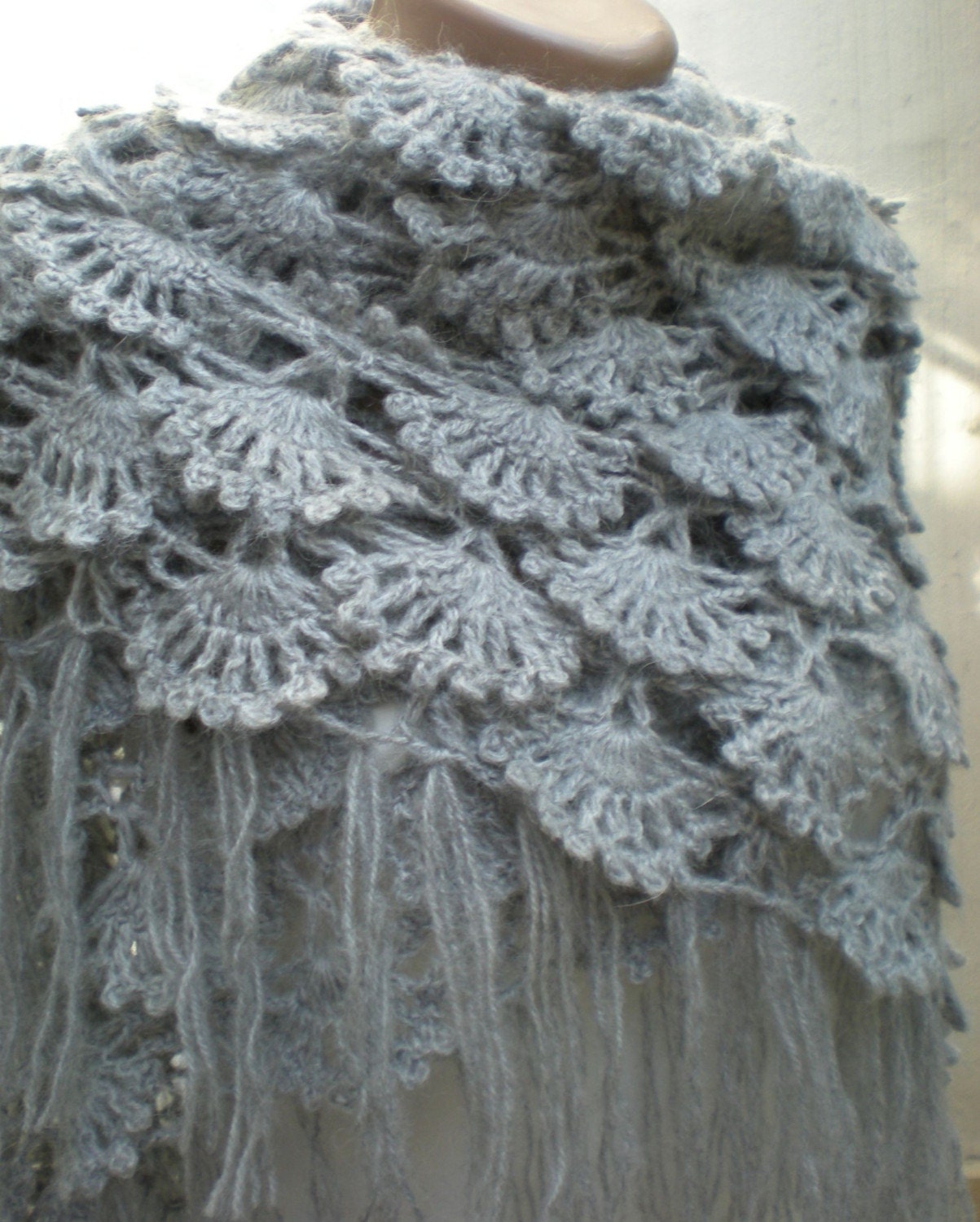 Crochet Shawl Shrug Wrap Mohair Grey For Mothers day For Mom