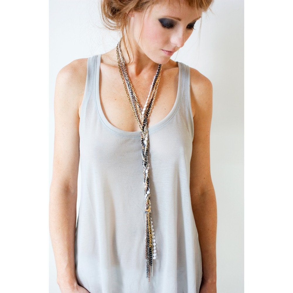 Tigerlily Braid - Chain and lace necklace
