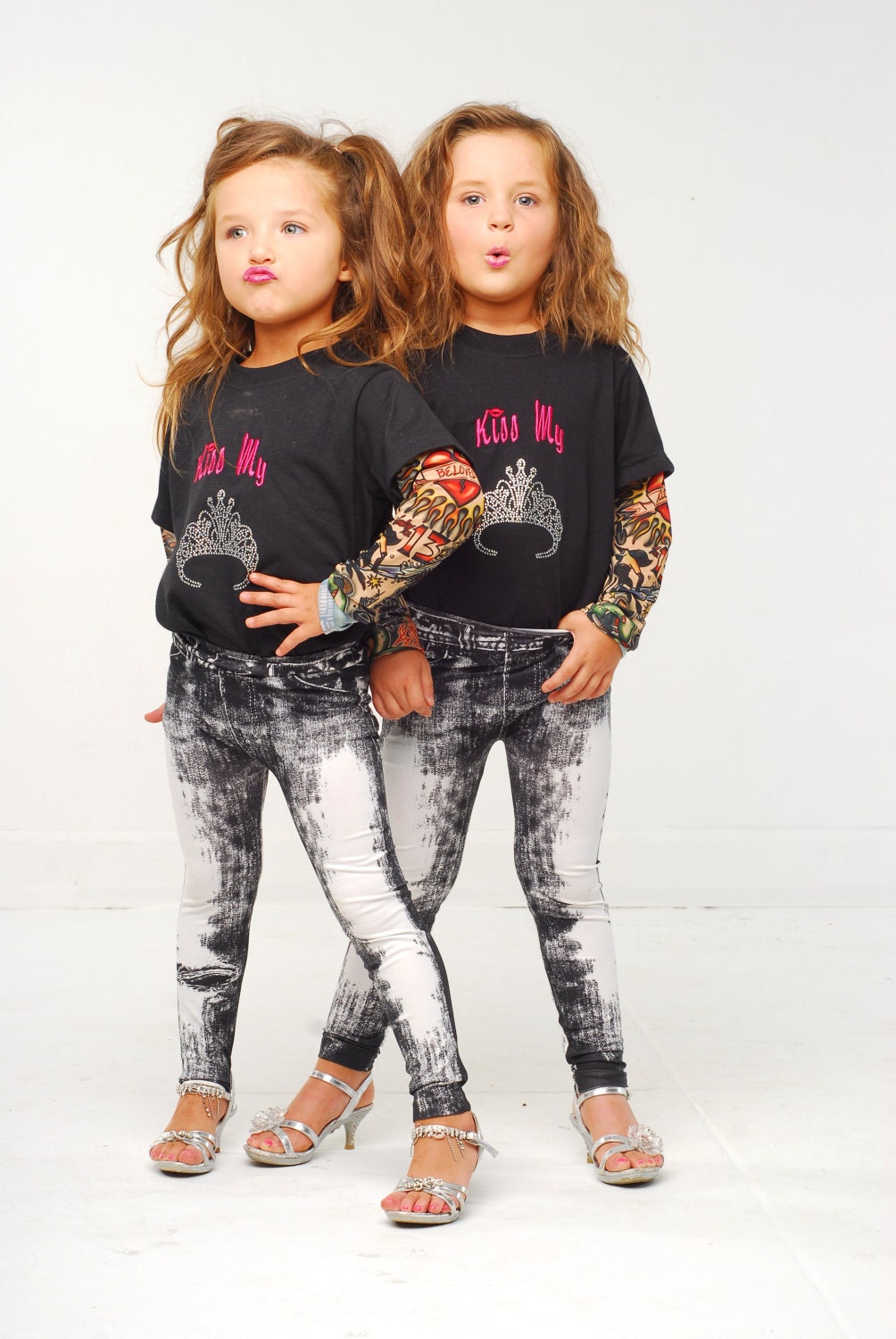 Kiss My Crown Shirt with Heart-Breaker Tattoo Sleeves