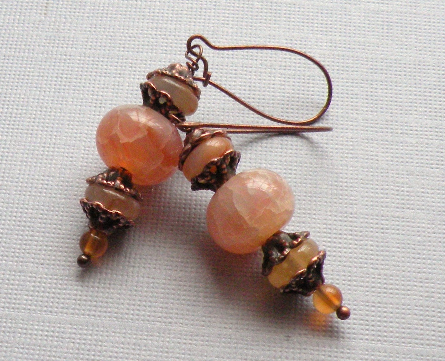 Empress Earrings - Fire Agate and Copper