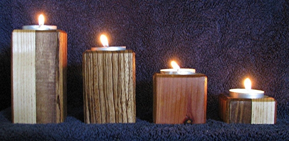 Recycled Hardwood Candleholders