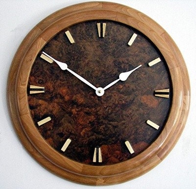 Wall Clock--Art Deco--Cherry Surround
