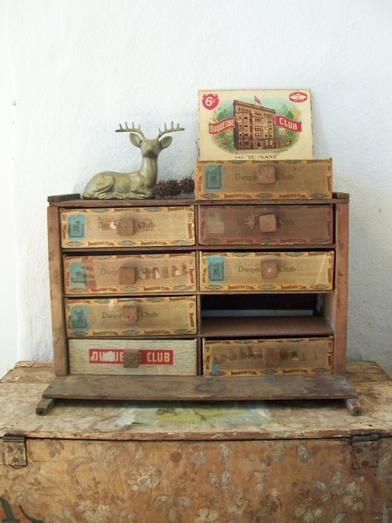 Cigar Box Cabinet, Amazing One of a Kind Antique Decor