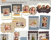 Lucas Birth Announcement Collection -BOY TEMPLATES- 5x7- Templates for Photographers