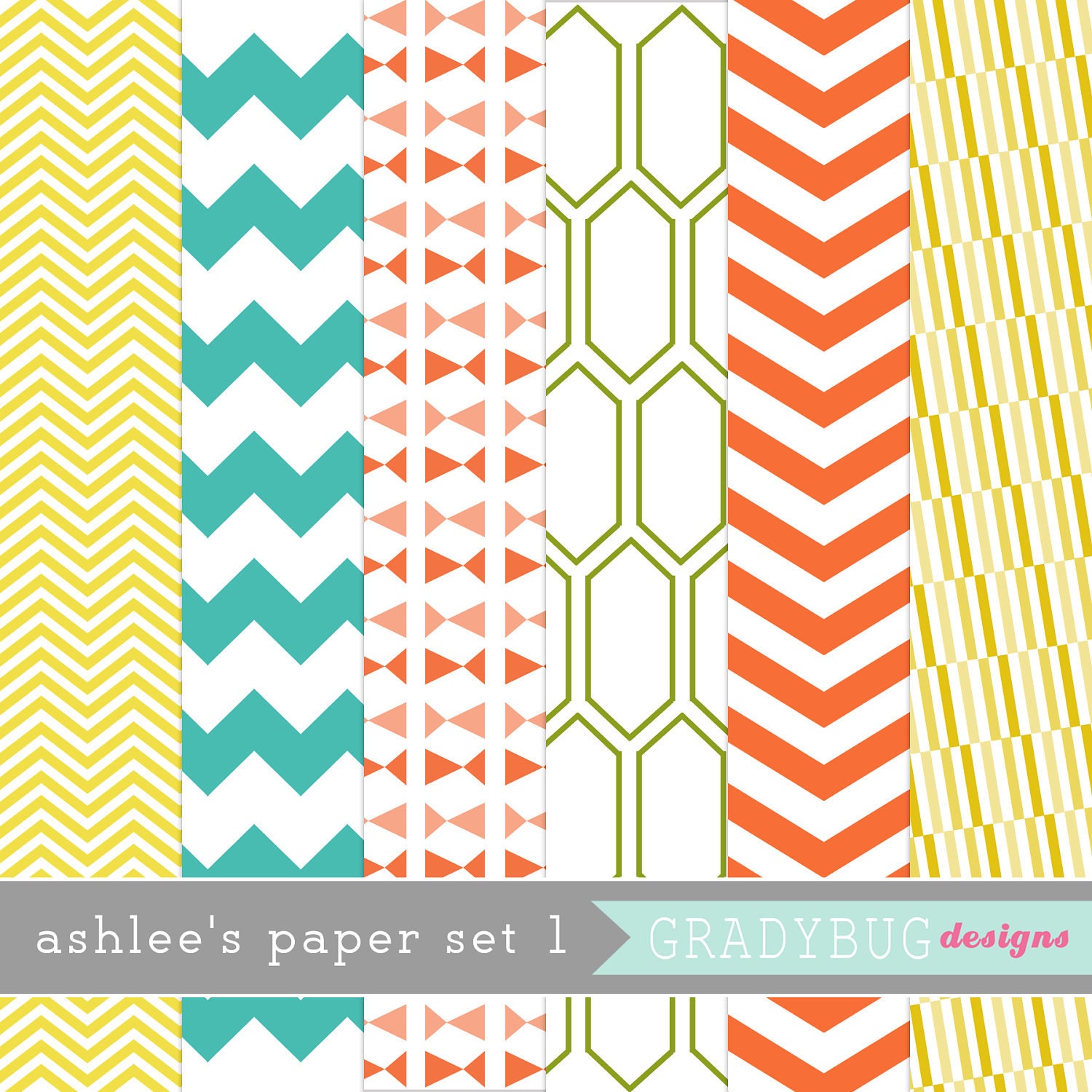 Ashlee's Paper Set 1 - Digital Scrapbook Paper - Set of 6