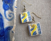 AntiqueTile Replica Earrings from OVAR Portugal (see photo of actual Facade)  WATERPROOF