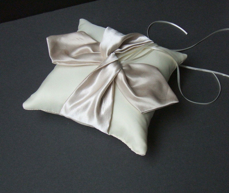 Knottie Satin Ring Bearer Pillow...You Choose the Colors....Buy One Get One HALF OFF..shown in ivory/champagne