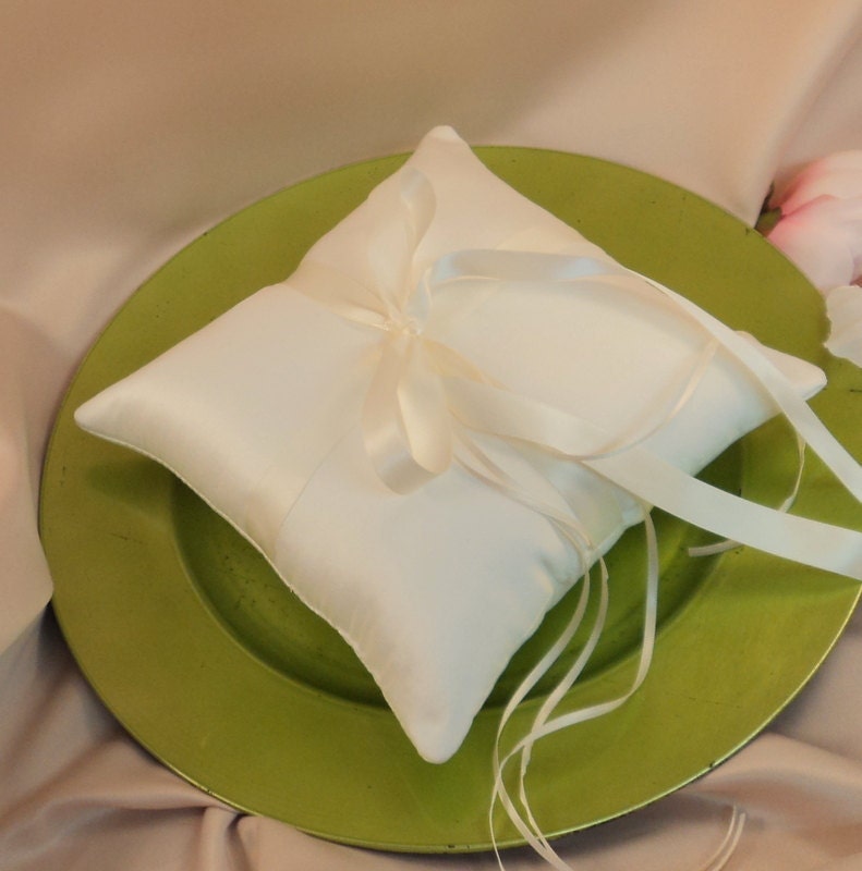 Simple Satin and Silk Ring Bearer Pillow..Buy One Get One Half Off...shown in ivory/ivory