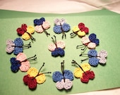 Appliques, butterflies, handmade, supplies, crafters, scrapbooking, variety of colors, needlework. Pick your 12pk.