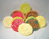 Yarn Scrubbies. Eco-friendly, scrubbers, home, many colors, handmade, home, kitchen, cleaning aid, gift, scour pads. Pick your 3pk.