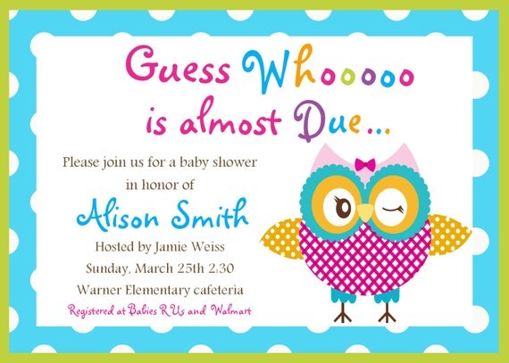 Printable Owl Baby Shower Invitation