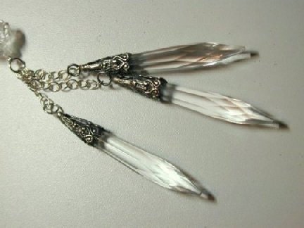 Crystal clear lucite drops on silver filled chain