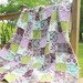 Queen Size Quilt, Rag, Aviary 2 in lilac, purple green turquoise, ALL NATURAL, fresh modern handmade bedding