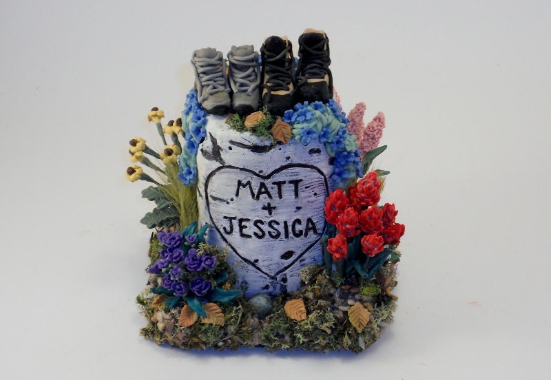 Medium Custom Wedding Cake Topper Tree Stump Keepsake Sculpture Example -Aspen Stump Colorado Hiking - Matt and Jessica