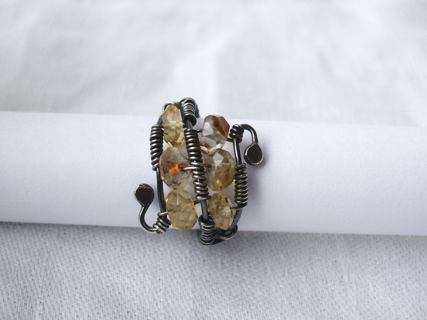 Honey Mead  wire wrap citrine ring -SALE-