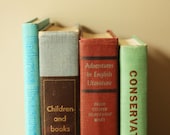 Vintage Seafoam Green, Blue, Red and Tan Books