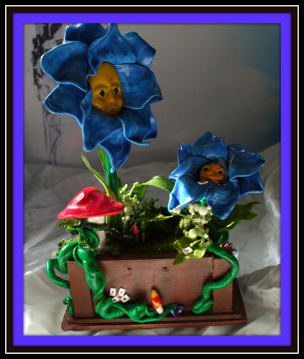 Alice in Wonderland Flower Ooak Custom order blue