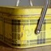 Vintage 1950s Metal Nesco Picnic Basket .. Yellow and Black Plaid