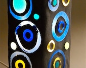 Recycled Glass Lamp - Blue Concentric