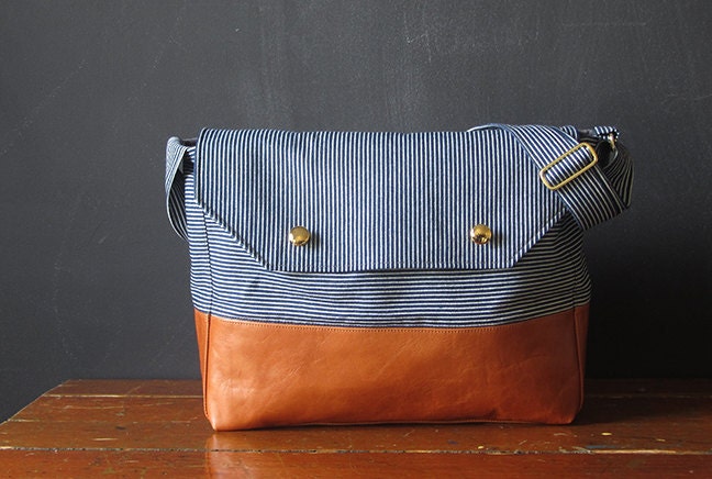 the MESSENGER. railroad denim and eco leather.