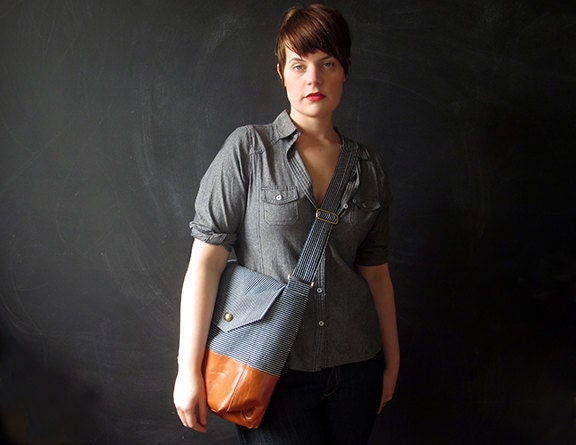 the MESSENGER. railroad denim and eco leather.